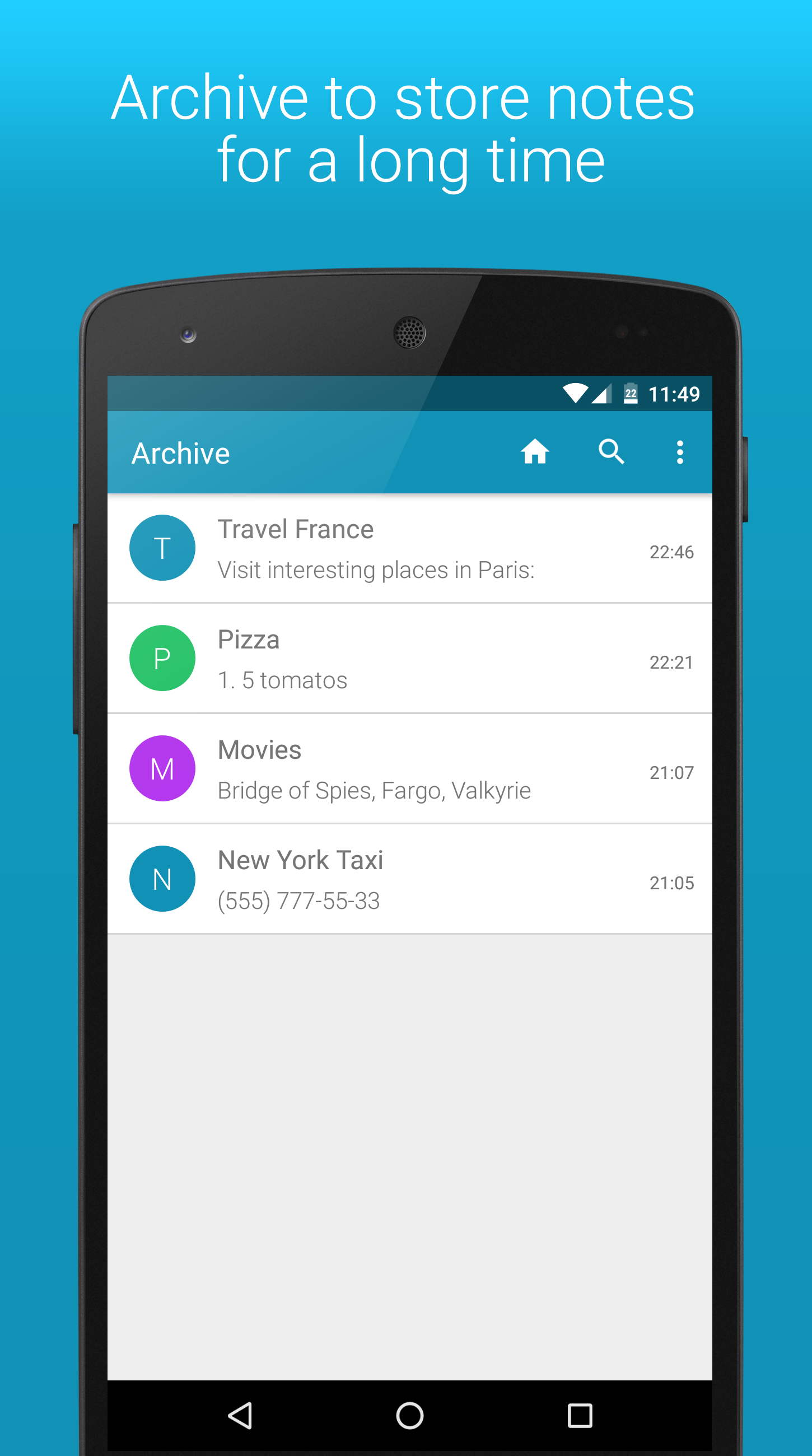 Android application Light Notes screenshort