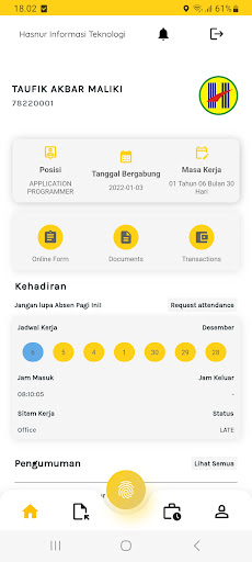 Android application ESS Mobile Hasnur Group screenshort