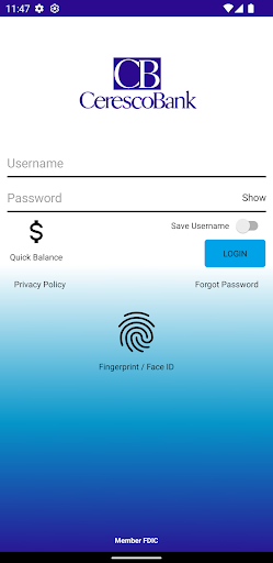 Android application CerescoBank Mobile screenshort