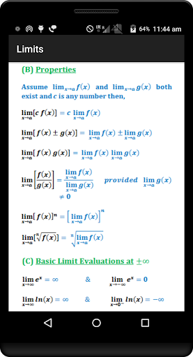 Calculus Quick Reference Screen 2