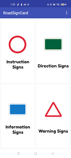 Android application RoadSignCard screenshort