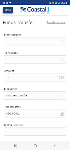 Coastal1 Mobile Banking Screen 3