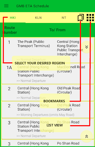 Android application Green Minibus ETA Schedules screenshort