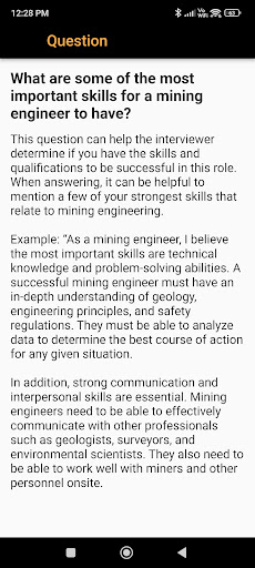 Mining Engineering Interview Screen 3