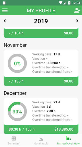 Working Timer - Timesheet Screen 3