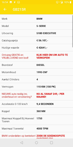 Kenteken Opzoeken RDW Info Screen 2