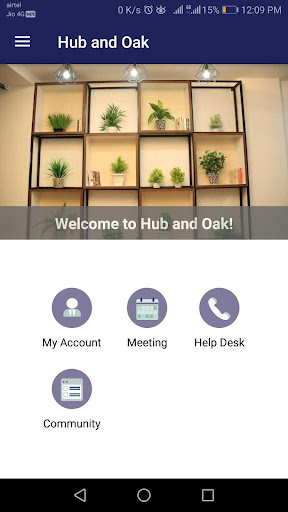 Android application Hub and Oak Coworking screenshort