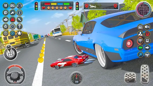 Carro de corrida jogador de jogo de mão com modelo de carro 3d e volante,  console de jogo de corrida de automóveis real, novidade crianças brinquedo