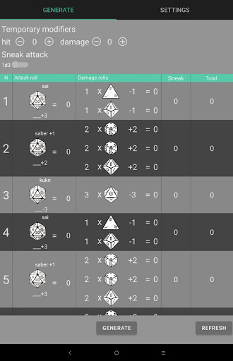 Dice attack calculator Screen 3