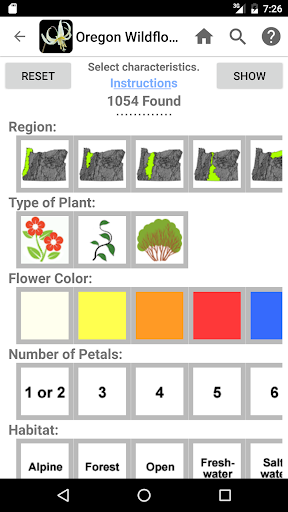 Screenshot of Oregon Wildflowers