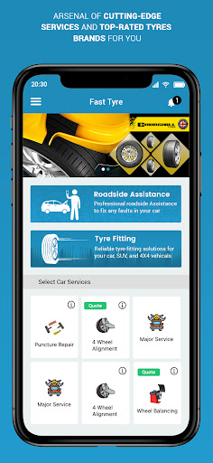 Android application Fast Tyre screenshort
