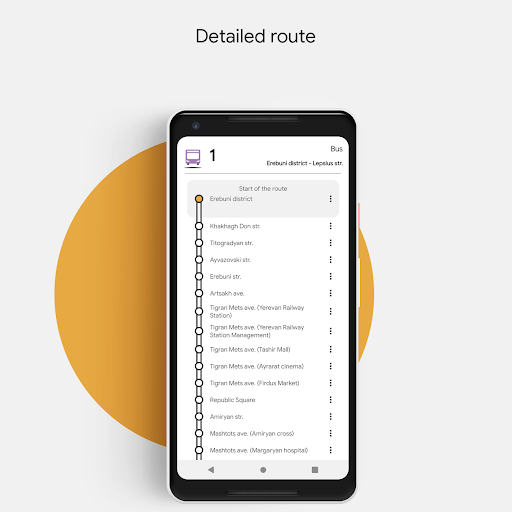 Screenshot of A2B. Yerevan Public Transport