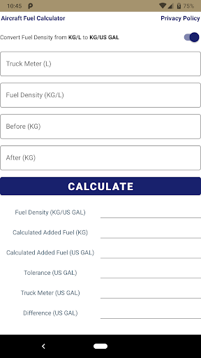 Android application Aircraft Fuel Calculator screenshort