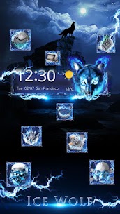 3D blue fire Ice wolf launcher theme For PC installation