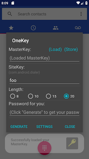 Android application OneKey screenshort