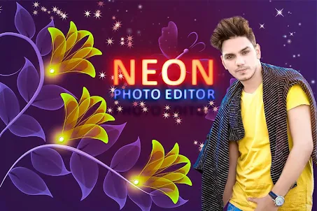 Neon Flower Photo Frame