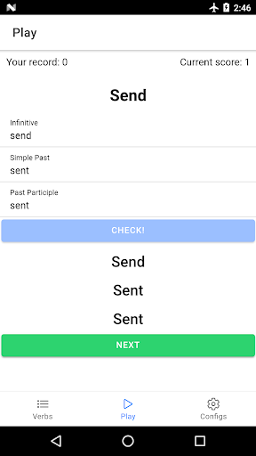 English Irregular Verbs Screen 3