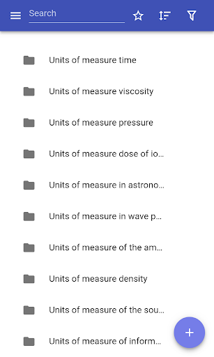 Android application Units of measure screenshort