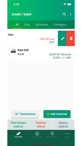 DCM - debit & credit manager Screen 2