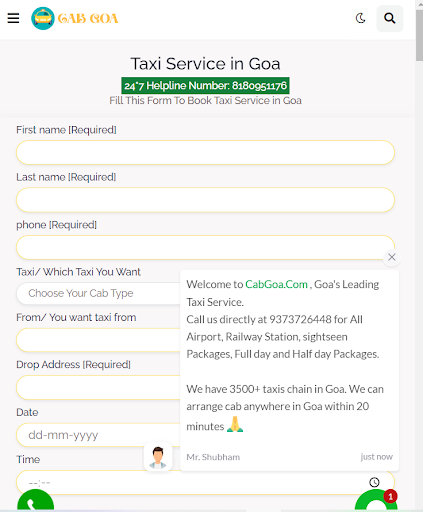 Goa Taxi CabGoa Screen 3
