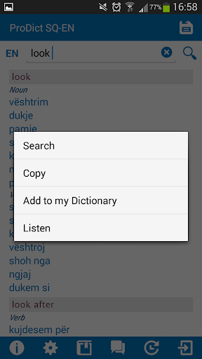 Albanian English dictionary Screen 3