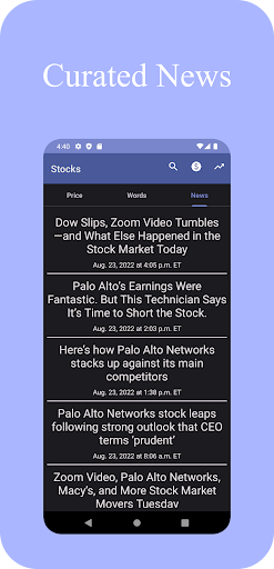 Screenshot of Stocks