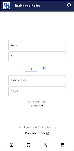Android application Currency Exchange Rates screenshort