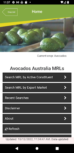 Avocados Australia MRLs Search Screen 3