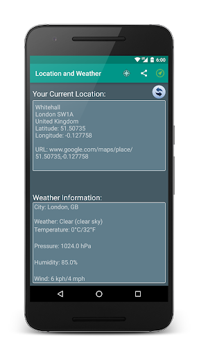 Android application My Location and Weather screenshort