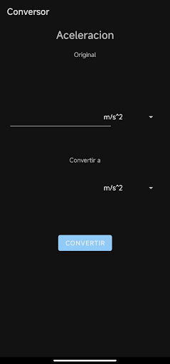 Android application Conversor de Unidades screenshort