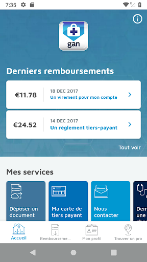 Android application Plansanté Gan screenshort