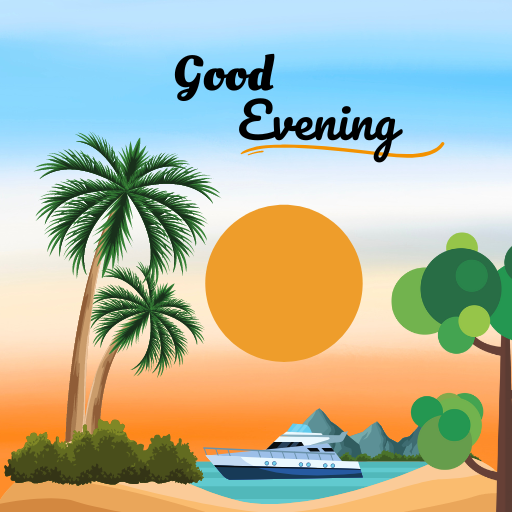 Good evening messages and Gif logo