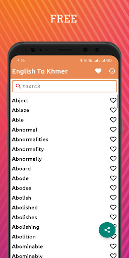 Android application English To Khmer Dictionary Of screenshort