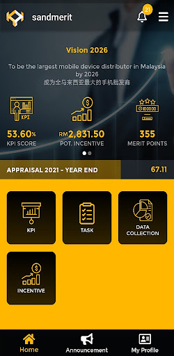 Android application sandmerit KPI System screenshort