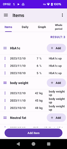 Android application HbA1c result screenshort