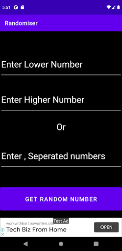 Android application Randomiser screenshort