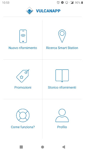 Android application VULCANAPP, rifornisci dove vuo screenshort