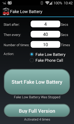 Android application Fake Low Battery screenshort