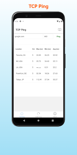 Android application TCP Ping screenshort