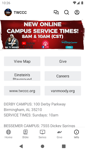 Screenshot of The Worship Center