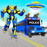 Flying Police Bus Robot Transform Car Robot Games