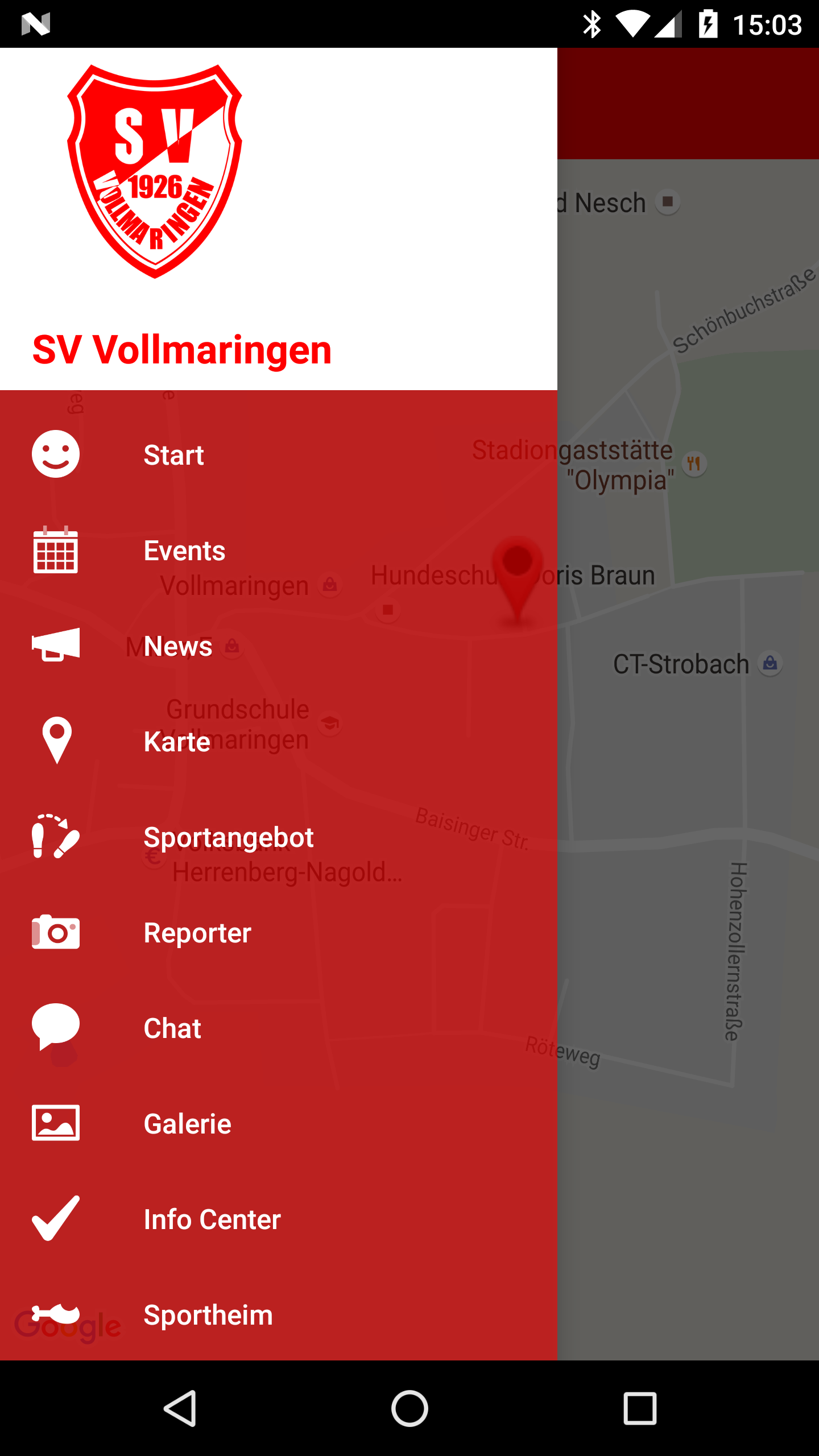Android application SV Vollmaringen screenshort