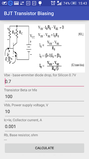 Transistor Biasing Calc Screen 3