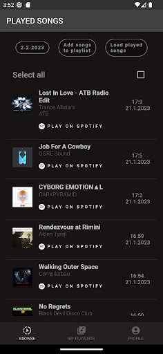 Android application Remembered Tracks for Spotify screenshort