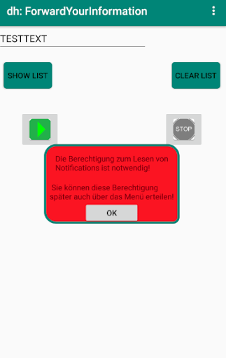 Android application Information Passing via Email screenshort