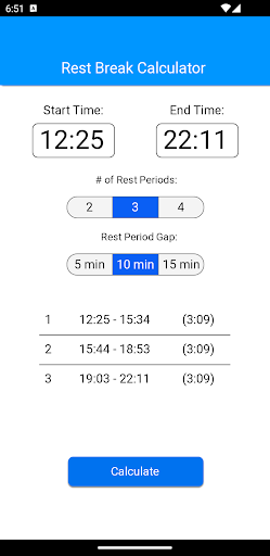 Crew Rest Calculator Screen 2