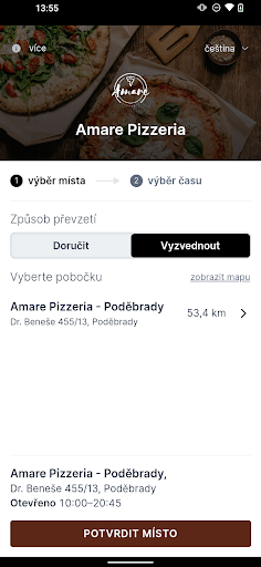 Android application Amare Pizzeria screenshort