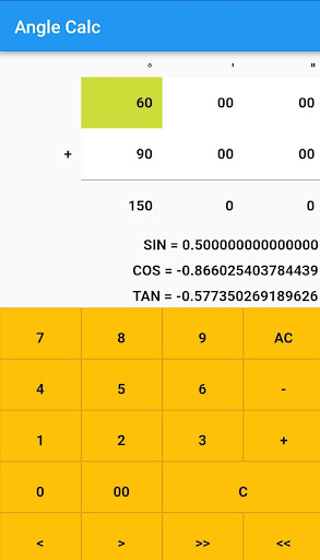 Android application Degrees Minutes Calculation screenshort