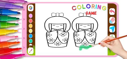 Coloring Kokeshi Dolls