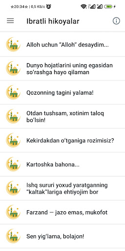 Android application Ibratli hikoyalar screenshort